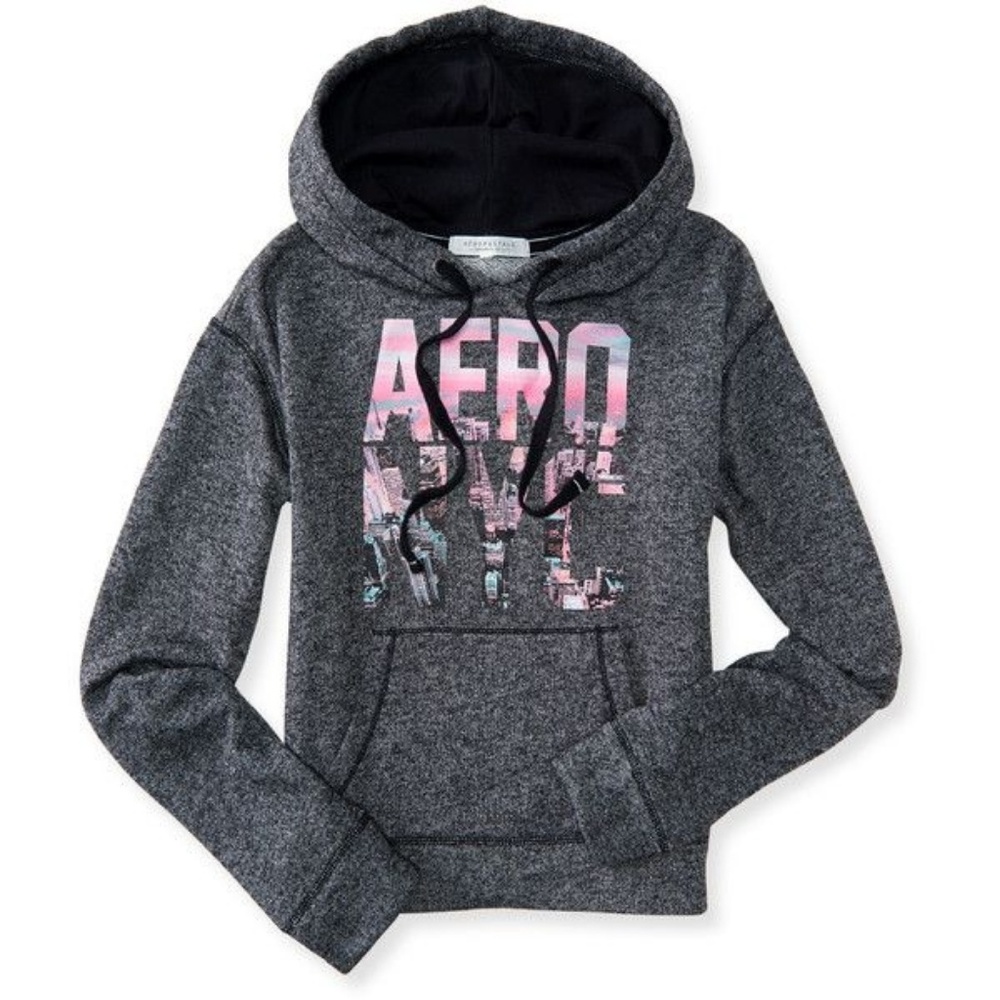 Aeropstale NYC Logo Womens Grey Hoodie Size S